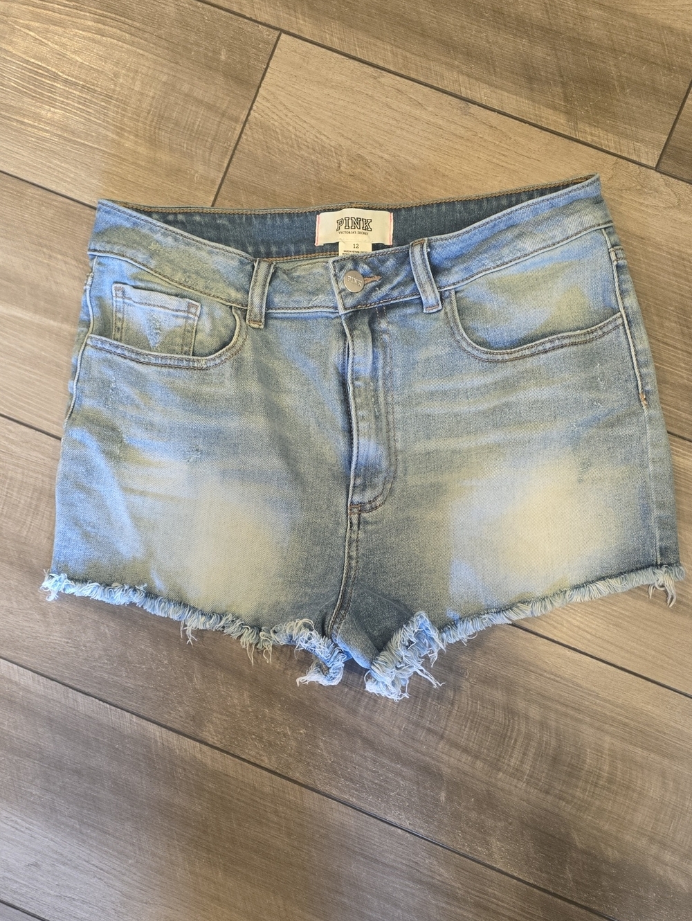PINK Victoria's Secret Light Blue Distressed Denim Shorts